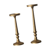 Maxbell 2 Pieces Pillar Candle Holders Iron Candlestick for Christmas Events Dinning Gold