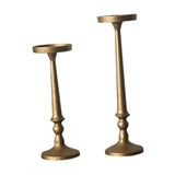 Maxbell 2 Pieces Pillar Candle Holders Iron Candlestick for Christmas Events Dinning Gold