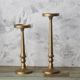 Maxbell 2 Pieces Pillar Candle Holders Iron Candlestick for Christmas Events Dinning Gold