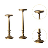 Maxbell 2 Pieces Pillar Candle Holders Iron Candlestick for Christmas Events Dinning Gold