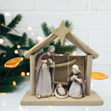Maxbell Christmas Manger Nativity Craft Holy Family Figurine for Cabinets Shelf Home
