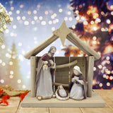 Maxbell Christmas Manger Nativity Craft Holy Family Figurine for Cabinets Shelf Home