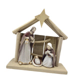 Maxbell Christmas Manger Nativity Craft Holy Family Figurine for Cabinets Shelf Home