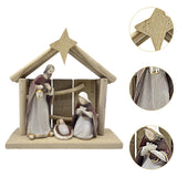 Maxbell Christmas Manger Nativity Craft Holy Family Figurine for Cabinets Shelf Home
