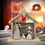 Maxbell Christmas Manger Nativity Craft Holy Family Figurine for Cabinets Shelf Home