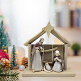 Maxbell Christmas Manger Nativity Craft Holy Family Figurine for Cabinets Shelf Home