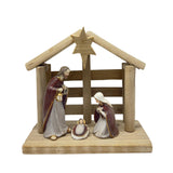 Maxbell Christmas Nativity Scene Statue Wood Resin Sculpture for Living Room Cabinet