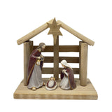 Maxbell Christmas Nativity Scene Statue Wood Resin Sculpture for Living Room Cabinet