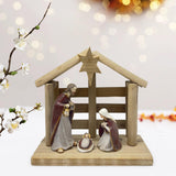 Maxbell Christmas Nativity Scene Statue Wood Resin Sculpture for Living Room Cabinet