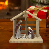 Maxbell Christmas Nativity Scene Statue Wood Resin Sculpture for Living Room Cabinet