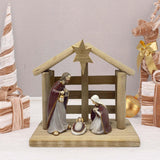 Maxbell Christmas Nativity Scene Statue Wood Resin Sculpture for Living Room Cabinet