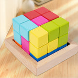 Maxbell 3D Cube Puzzle Preschool Learning Toy Wooden Block Puzzle Children Kid Adults