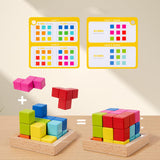 Maxbell 3D Cube Puzzle Preschool Learning Toy Wooden Block Puzzle Children Kid Adults