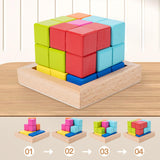 Maxbell 3D Cube Puzzle Preschool Learning Toy Wooden Block Puzzle Children Kid Adults