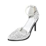 Maxbell 1/6 Figure High Heeled Sandals Doll High Heels Model for 12 inch Figure Body Silver