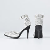Maxbell 1/6 Figure High Heeled Sandals Doll High Heels Model for 12 inch Figure Body Silver