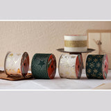 Maxbell Christmas Ribbon Decorative Ribbon for Handmade Crafts Gift Wrapping Bouquet Beige A