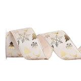 Maxbell Christmas Ribbon Decorative Ribbon for Handmade Crafts Gift Wrapping Bouquet Beige A