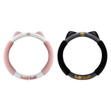 Maxbell Cat Ear Plush Steering Wheel Cover Easily Install Soft Comfortable for Women Pink