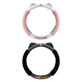 Maxbell Cat Ear Plush Steering Wheel Cover Easily Install Soft Comfortable for Women Pink