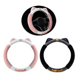 Maxbell Cat Ear Plush Steering Wheel Cover Easily Install Soft Comfortable for Women Pink