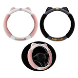 Maxbell Cat Ear Plush Steering Wheel Cover Easily Install Soft Comfortable for Women Pink