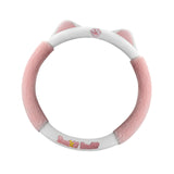 Maxbell Cat Ear Plush Steering Wheel Cover Easily Install Soft Comfortable for Women Pink