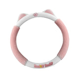 Maxbell Cat Ear Plush Steering Wheel Cover Easily Install Soft Comfortable for Women Pink