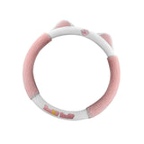 Maxbell Cat Ear Plush Steering Wheel Cover Easily Install Soft Comfortable for Women Pink