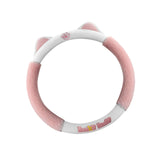 Maxbell Cat Ear Plush Steering Wheel Cover Easily Install Soft Comfortable for Women Pink