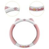 Maxbell Cat Ear Plush Steering Wheel Cover Easily Install Soft Comfortable for Women Pink
