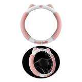 Maxbell Cat Ear Plush Steering Wheel Cover Easily Install Soft Comfortable for Women Pink