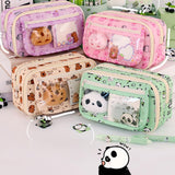 Maxbell Pencil Pouch and Zipper Portable Pen Pencil Bag for Children Students Adults Green Panda