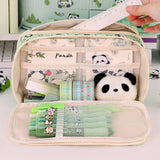 Maxbell Pencil Pouch and Zipper Portable Pen Pencil Bag for Children Students Adults Green Panda