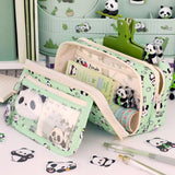 Maxbell Pencil Pouch and Zipper Portable Pen Pencil Bag for Children Students Adults Green Panda