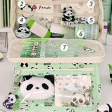 Maxbell Pencil Pouch and Zipper Portable Pen Pencil Bag for Children Students Adults Green Panda