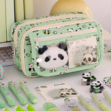 Maxbell Pencil Pouch and Zipper Portable Pen Pencil Bag for Children Students Adults Green Panda