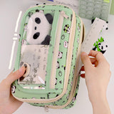 Maxbell Pencil Pouch and Zipper Portable Pen Pencil Bag for Children Students Adults Green Panda