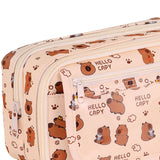 Maxbell Pencil Pouch and Zipper Portable Pen Pencil Bag for Children Students Adults Beige Capybara