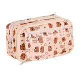 Maxbell Pencil Pouch and Zipper Portable Pen Pencil Bag for Children Students Adults Beige Capybara