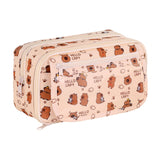 Maxbell Pencil Pouch and Zipper Portable Pen Pencil Bag for Children Students Adults Beige Capybara