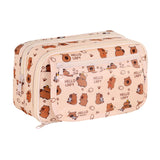 Maxbell Pencil Pouch and Zipper Portable Pen Pencil Bag for Children Students Adults Beige Capybara