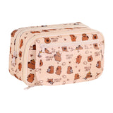 Maxbell Pencil Pouch and Zipper Portable Pen Pencil Bag for Children Students Adults Beige Capybara