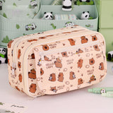 Maxbell Pencil Pouch and Zipper Portable Pen Pencil Bag for Children Students Adults Beige Capybara