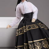 Maxbell 1/6 Scale Figure Skirt Suit Doll Clothing for 12 inch Figures Body Accessory Black