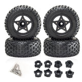 Maxbell 4Pcs 1:8 1:10 Wheels and Tires DIY Supply Rubber Tires Set Hobby Model Truck black