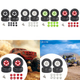 Maxbell 4Pcs 1:8 1:10 Wheels and Tires DIY Supply Rubber Tires Set Hobby Model Truck black