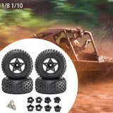 Maxbell 4Pcs 1:8 1:10 Wheels and Tires DIY Supply Rubber Tires Set Hobby Model Truck black