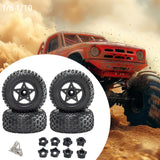 Maxbell 4Pcs 1:8 1:10 Wheels and Tires DIY Supply Rubber Tires Set Hobby Model Truck black