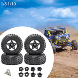 Maxbell 4Pcs 1:8 1:10 Wheels and Tires DIY Supply Rubber Tires Set Hobby Model Truck black
